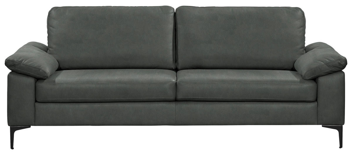 2,5-SITZER  in Echtleder Fango   - Fango/Schwarz, Design, Leder/Metall (204/83/97cm) - Schöner Wohnen