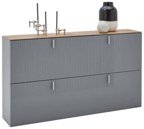 HÄNGESCHUHSCHRANK Eiche furniert Grau, Eichefarben  - Eichefarben/Alufarben, Design, Holz/Holzwerkstoff (140/79/28cm) - Dieter Knoll