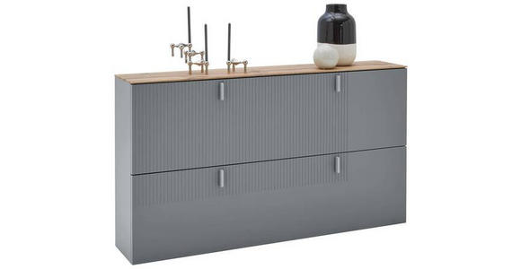 HÄNGESCHUHSCHRANK Eiche furniert Grau, Eichefarben  - Eichefarben/Alufarben, Design, Holz/Holzwerkstoff (140/79/28cm) - Dieter Knoll