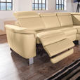 ECKSOFA in Echtleder Beige  - Beige/Alufarben, Design, Leder/Metall (271/242cm) - Cantus