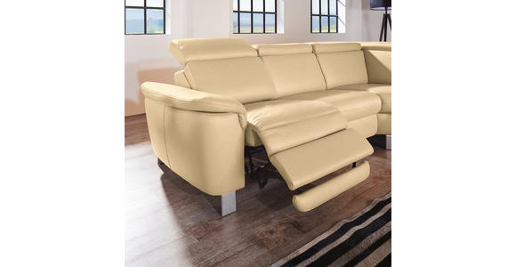 ECKSOFA in Echtleder Beige  - Beige/Alufarben, Design, Leder/Metall (271/242cm) - Cantus