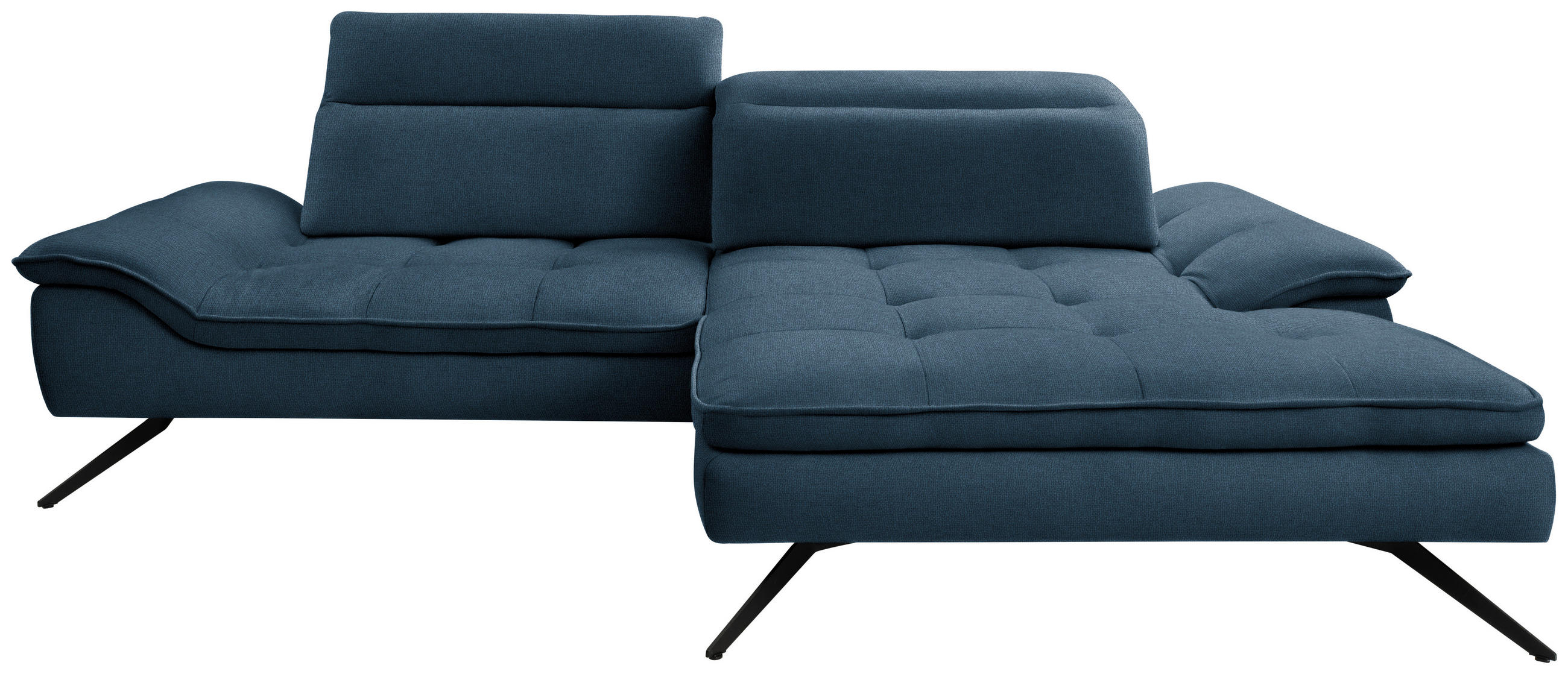 ECKSOFA in Webstoff Blau  288/179-202 cm  - Blau/Schwarz, Design, Textil/Metall (288/179-202cm) - Stylife