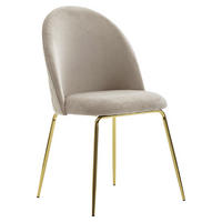STUHL-SET 2 Stück  in Samt  - Beige/Goldfarben, MODERN, Textil/Metall (53/86/50cm) - MID.YOU