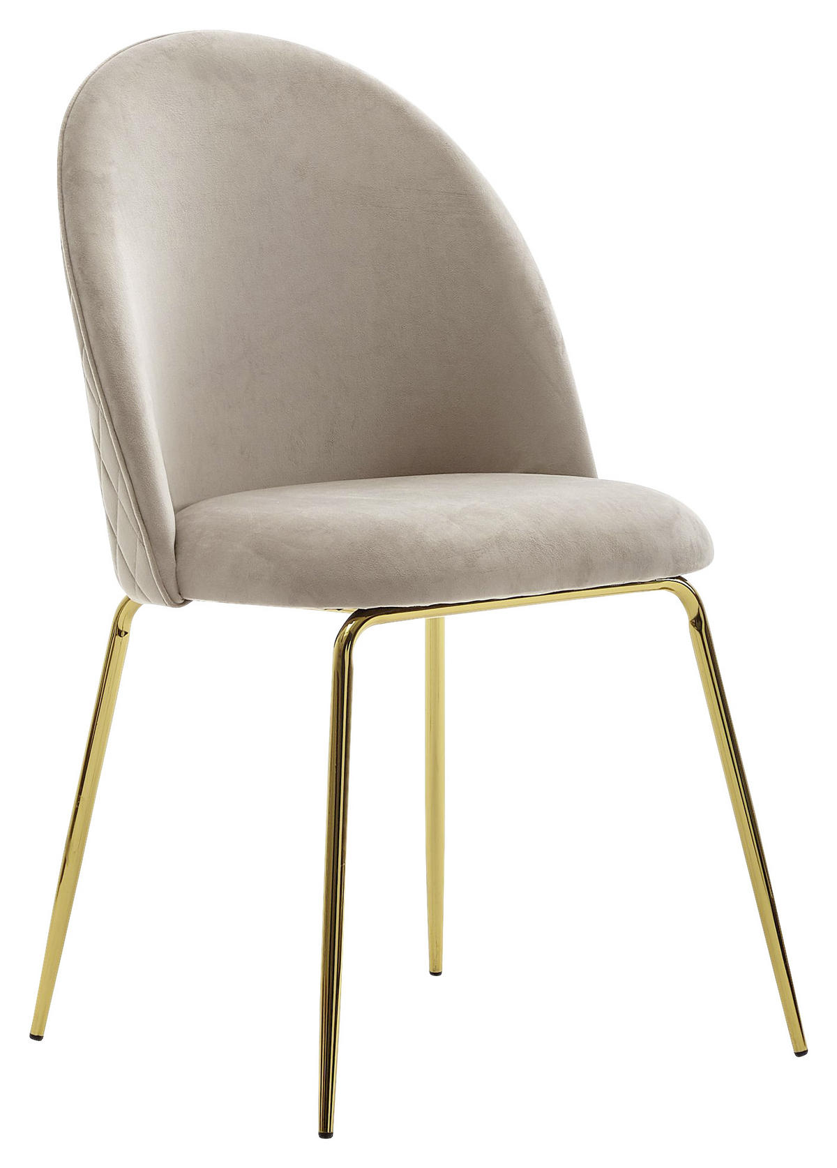 STUHL-SET 2 Stück  in Samt  - Beige/Goldfarben, Modern, Textil/Metall (53/86/50cm) - MID.YOU
