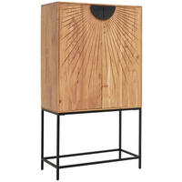 BARSCHRANK Akazie vollmassiv Schwarz, Akaziefarben  - Schwarz/Akaziefarben, Trend, Holz/Metall (90/160/42cm) - Landscape