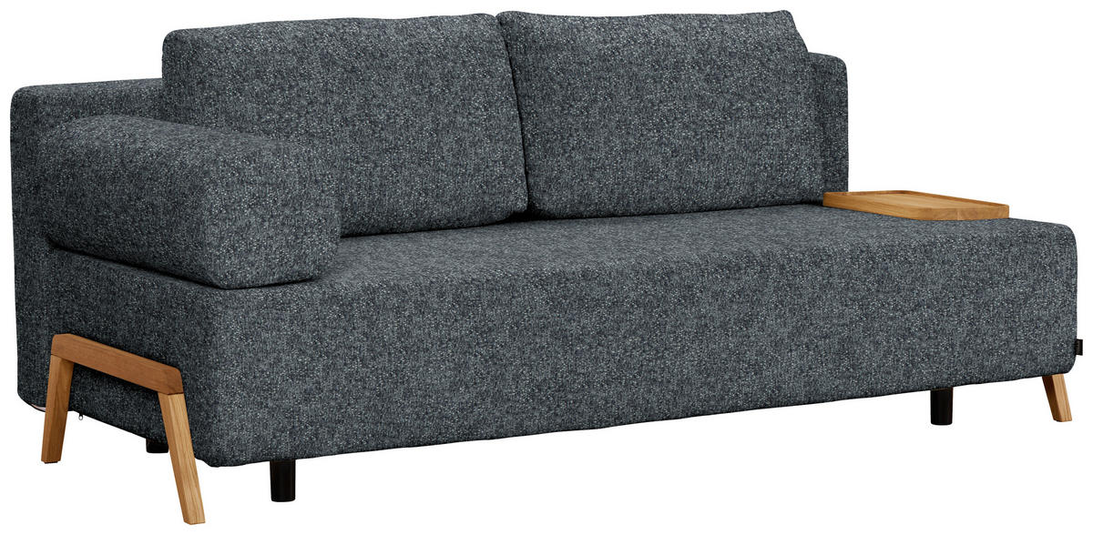 SCHLAFSOFA  mit Stoffauswahl, Armlehnen seitenverkehrt montierbar, Armteil links Struktur Dunkelgrau  - Dunkelgrau/Naturfarben, Design, Holz/Textil (211/88/102cm) - Niels Andersson