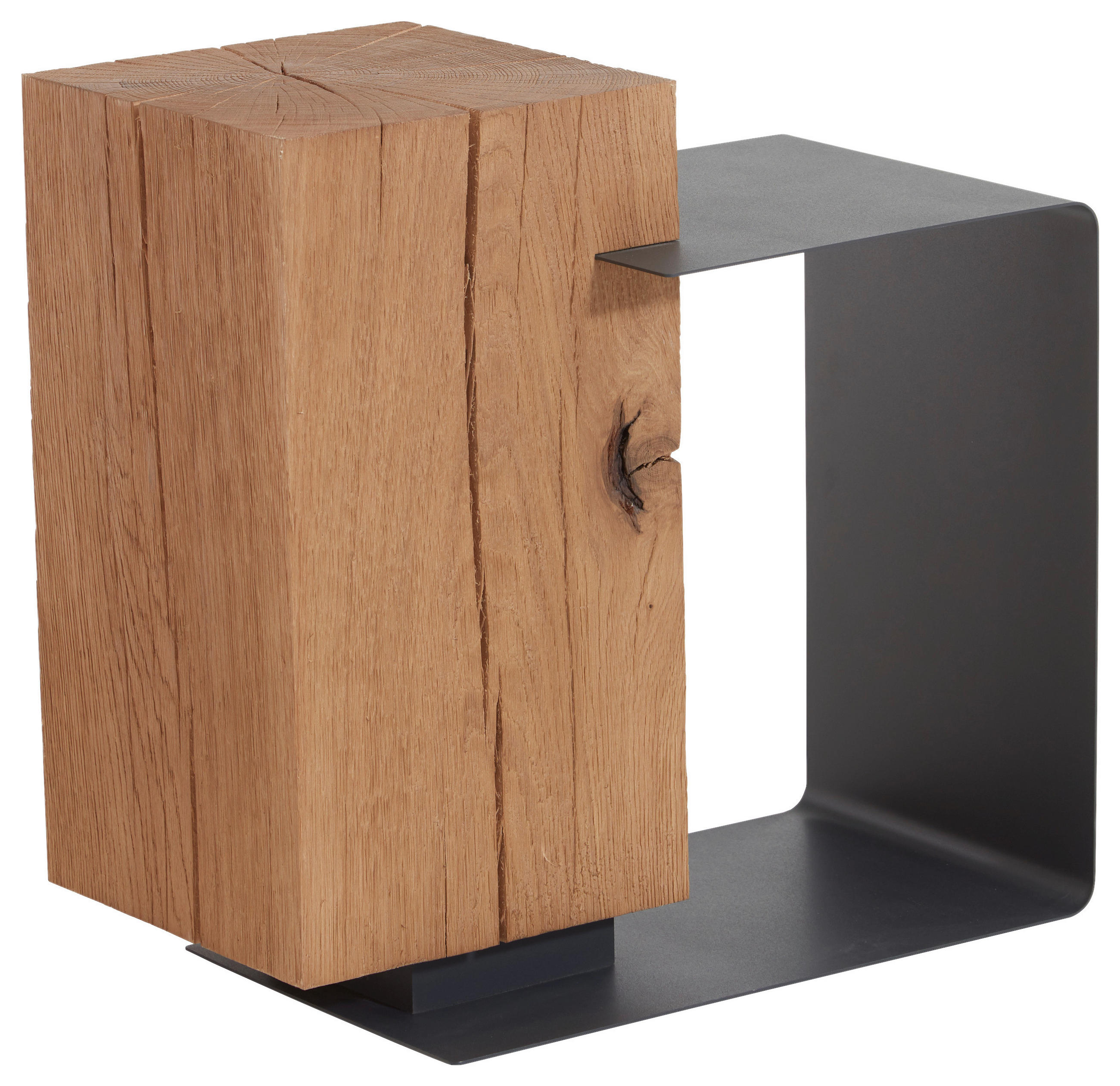 BEISTELLTISCH 55/35,5/55,5 cm Kerneiche vollmassiv Anthrazit, Eichefarben quadratisch  - Eichefarben/Anthrazit, Natur, Holz/Metall (55/35,5/55,5cm)