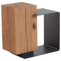 BEISTELLTISCH 55/35,5/55,5 cm Kerneiche vollmassiv Anthrazit, Eichefarben quadratisch  - Eichefarben/Anthrazit, Natur, Holz/Metall (55/35,5/55,5cm)