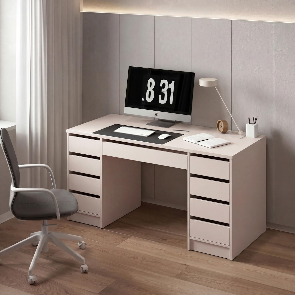 SCHREIBTISCH 152,6/55/77,6 cm Kaschmir   - Kaschmir, Modern, Holzwerkstoff (152,6/55/77,6cm) - Livetastic