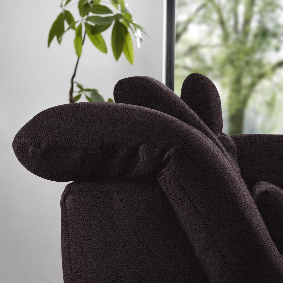 ECKSOFA  in Flachgewebe Schwarzbraun  309/195 cm  - Chromfarben/Schwarzbraun, Design, Textil (309/195cm) - Beldomo Style