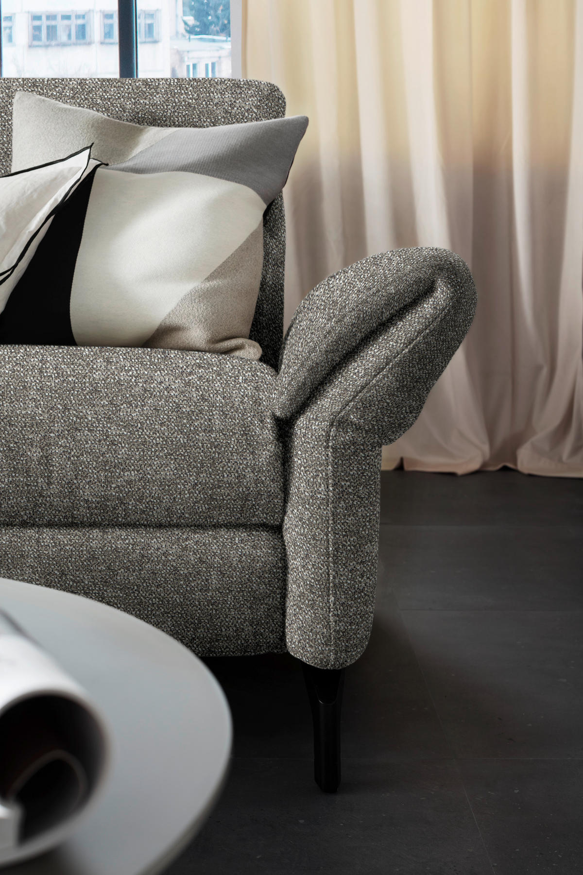 ECKSOFA in Chenille Greige  187/299 cm  - Greige/Schwarz, Design, Textil/Metall (187/299cm) - Schöner Wohnen