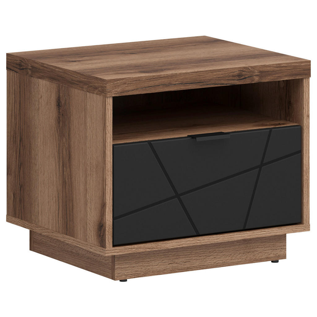 Nachtkästchen Schwarz/Eiche Dekor H: 42,5cm Forn