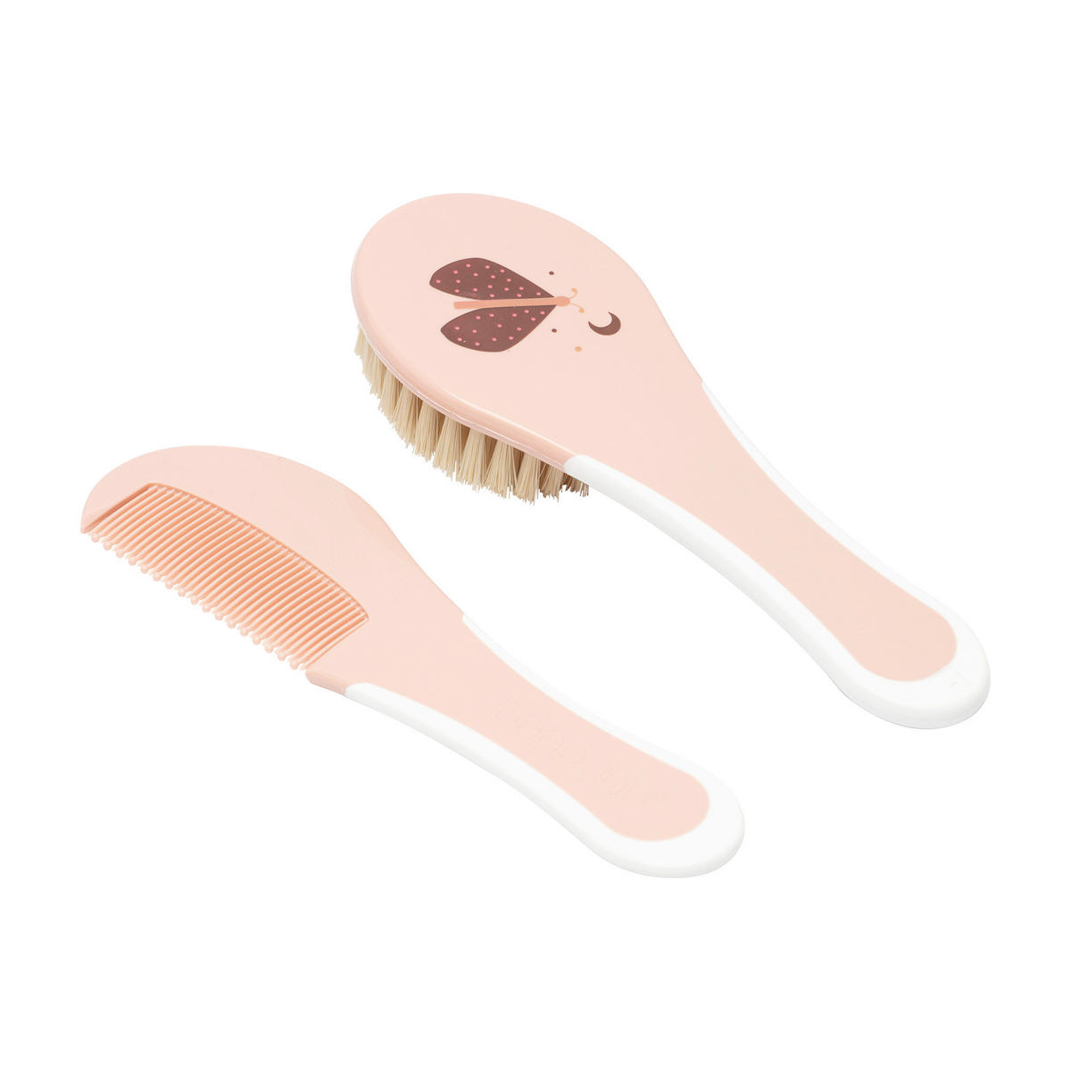 BABYKAMM UND BÜRSTE 2tlg. SWEET BUTTERFLY  - Altrosa, Basics, Kunststoff (16.4/5.6/2cm) - Bebe Jou