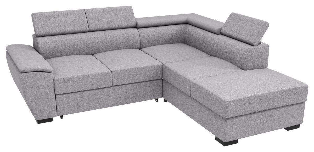 ECKSOFA Grau Flachgewebe  - Schwarz/Grau, KONVENTIONELL, Kunststoff/Textil (266/220cm) - Carryhome