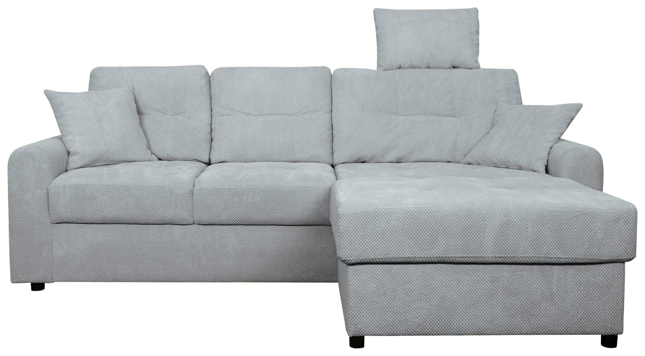 ECKSOFA Hellgrau Chenille  - Hellgrau/Schwarz, KONVENTIONELL, Kunststoff/Textil (232/153cm) - Carryhome