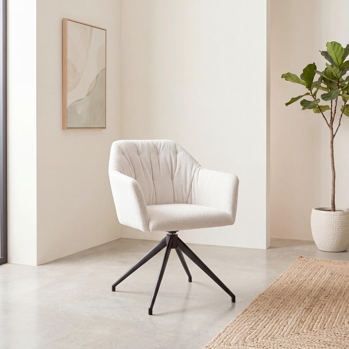 NASLANJAČ, kovina, tekstil krem barve, črna  - črna/krem barve, Design, kovina/tekstil (60/81/62cm) - Stylife