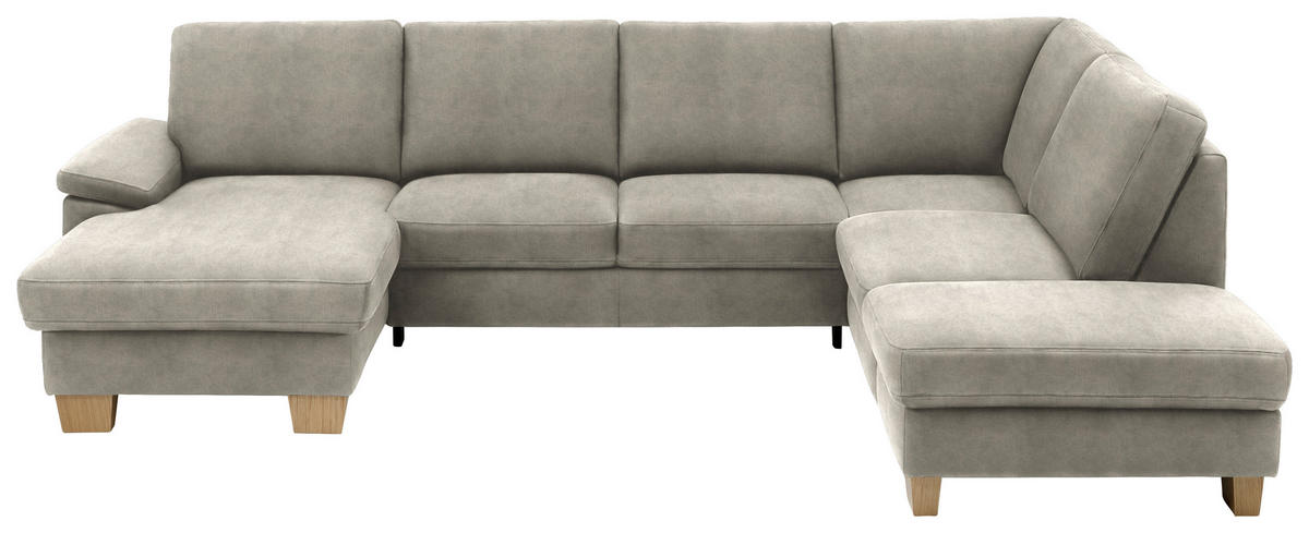 SOFFA i velour platinafärgad  - platinafärgad/ekfärgad, Klassisk, trä/textil (167/316/235cm) - Beldomo System