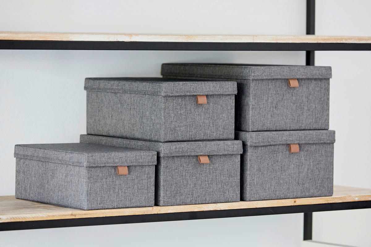 AUFBEWAHRUNGSBOXEN-SET Premium  - Grau, Basics, Textil - Store It