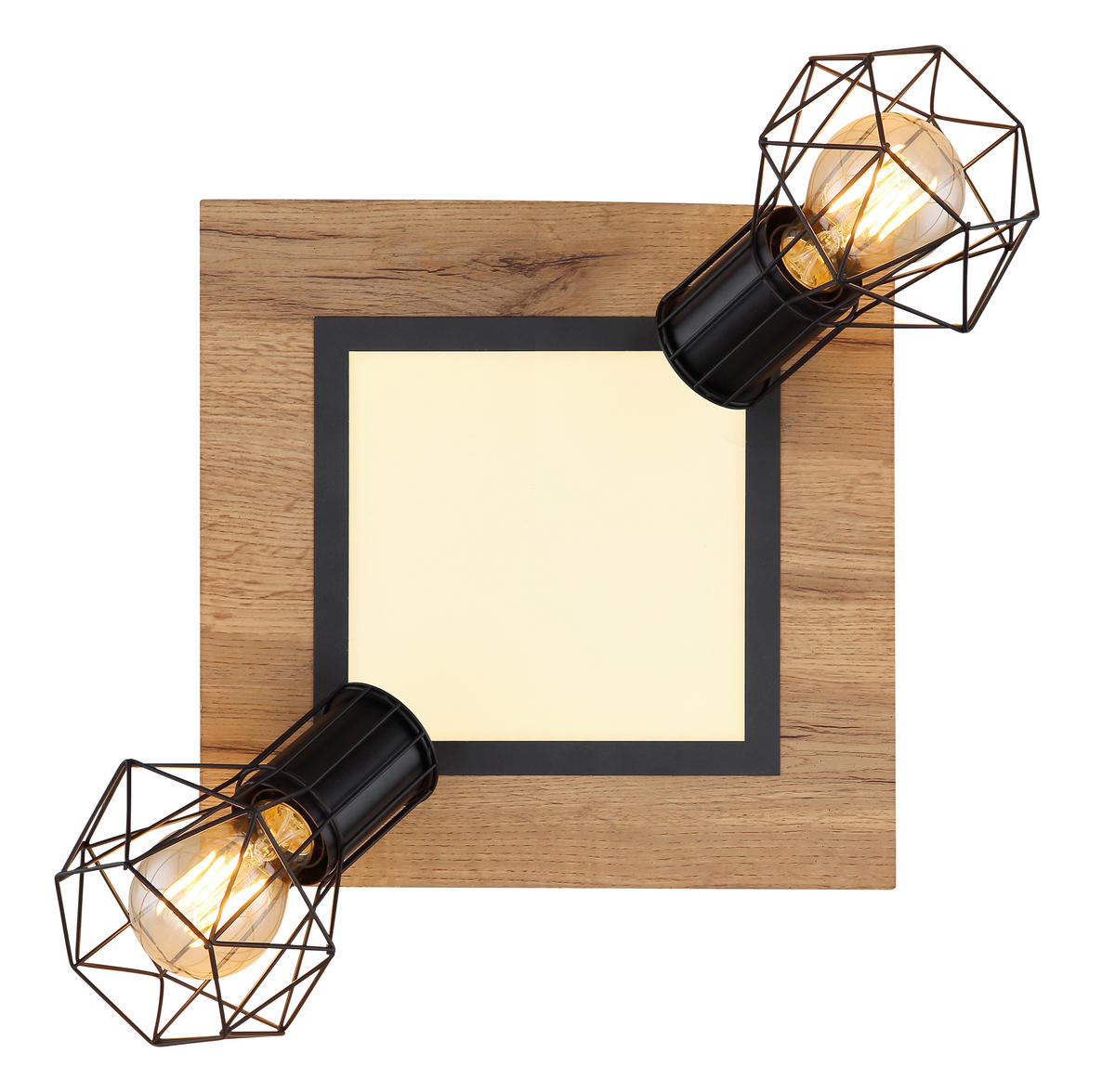 DECKENSTRAHLER - Opal/Schwarz, Natur, Holzwerkstoff/Kunststoff (30/30/22,5cm) - Globo