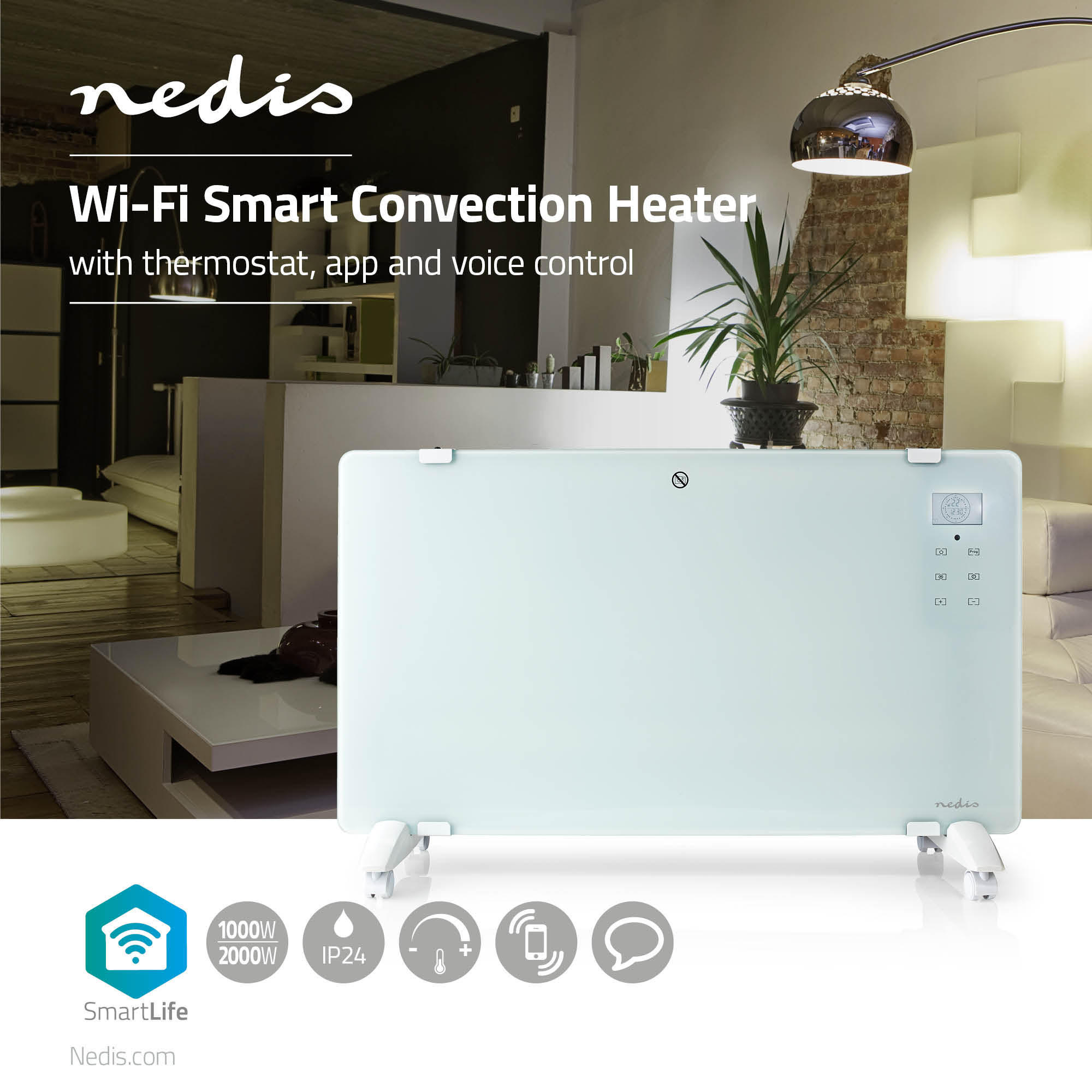 HEIZKÖRPER - Weiß, Basics, Glas (83/52/26cm) - Nedis SmartLife