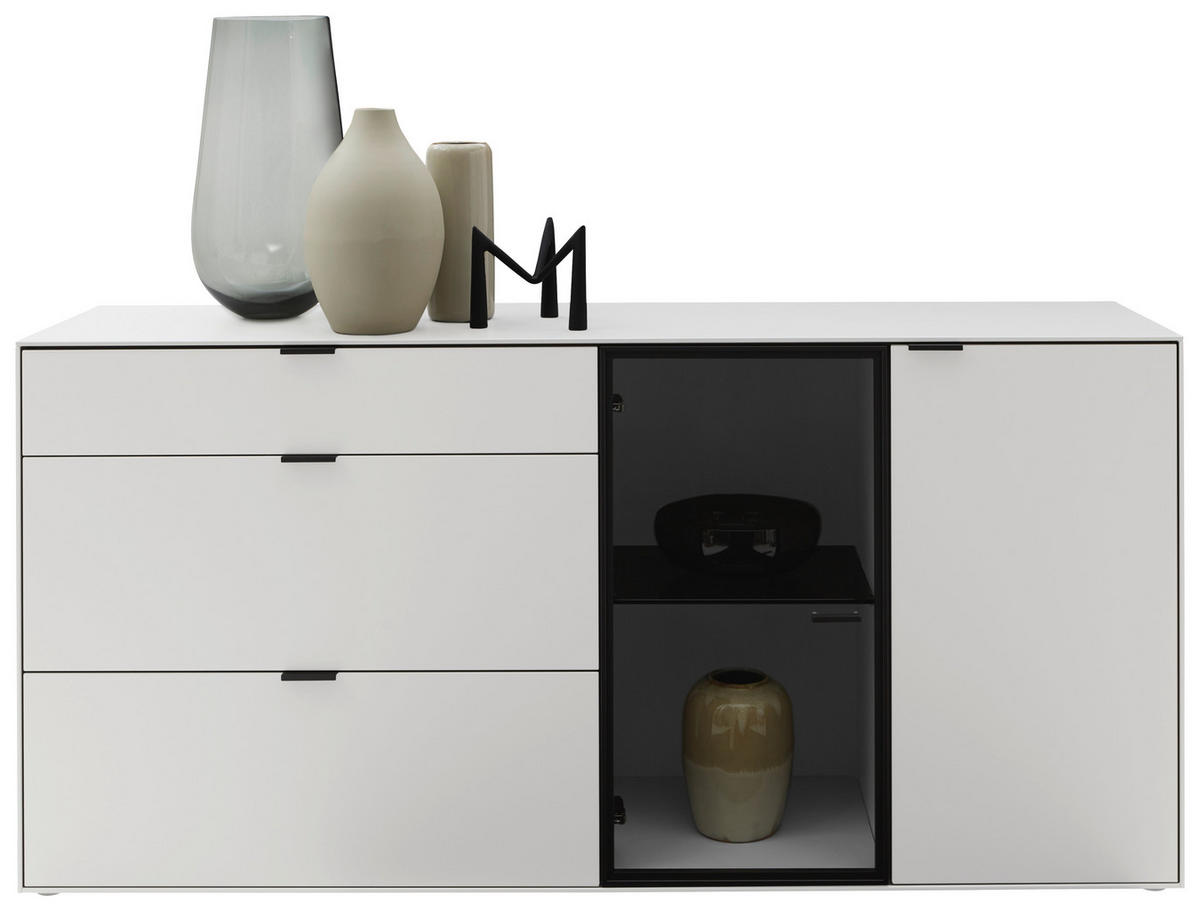 SIDEBOARD Weiss  181,9/87,9/45,2 cm  - Weiss/Schwarz, Design, Glas/Holz (181,9/87,9/45,2cm) - Dieter Knoll