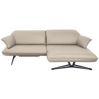 ECKSOFA Echtleder Cappuccino  - Beige/Schwarz, Design, Leder/Metall (252/169cm) - Koinor