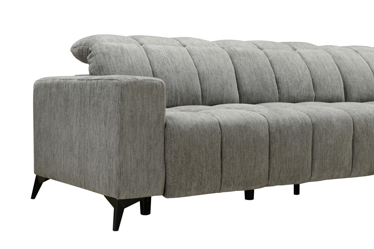ECKSOFA inkl. Funktionen Dunkelgrau Chenille  - Dunkelgrau/Schwarz, Design, Textil/Metall (293/214cm) - Xora