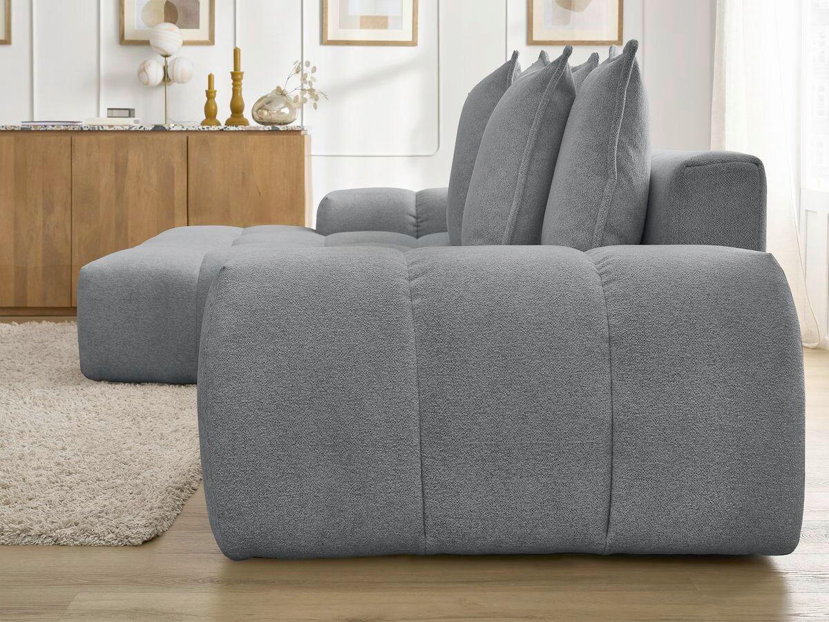 ECKSCHLAFSOFA EVEREST  mit Rücken echt, Armteil links, Armteil rechts Flachgewebe Dunkelgrau  - Dunkelgrau/Schwarz, MODERN, Kunststoff/Textil (180/318cm) - Livetastic