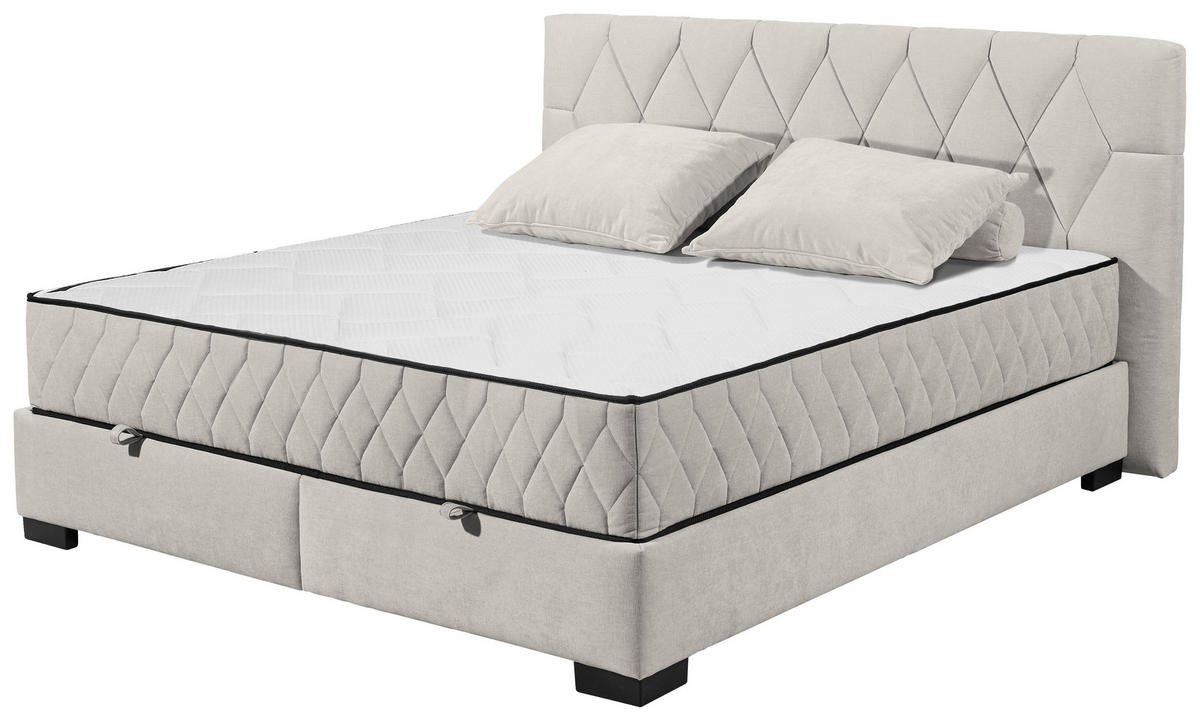 BOXBETT 180/200 cm  in Beige  - Beige/Schwarz, Modern, Holzwerkstoff/Kunststoff (180/200cm) - MID.YOU
