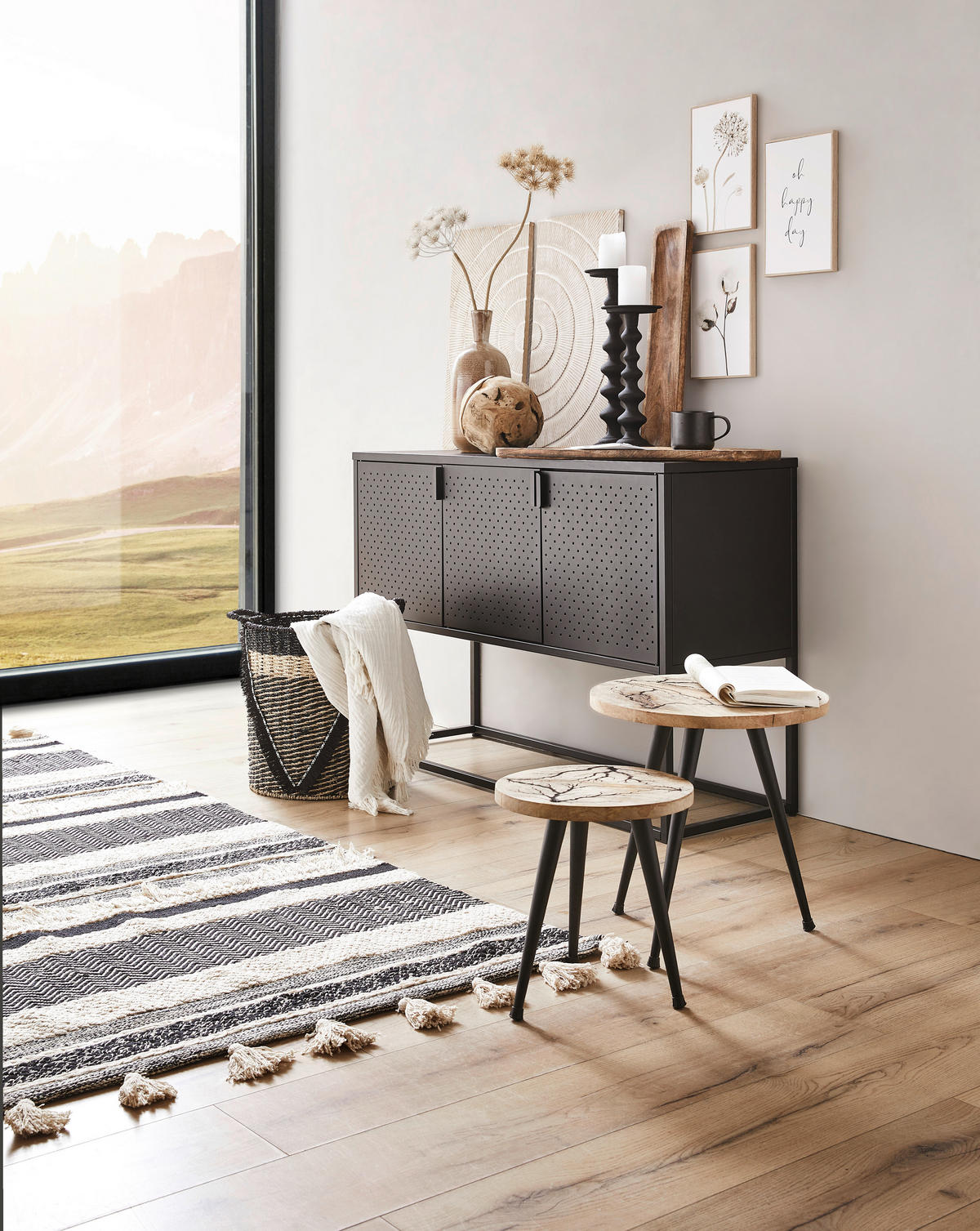 PRÍRUČNÝ STOLÍK, mangové drevo, hnedá, čierna - hnedá/čierna, Basics, kov/drevo (40/40cm)