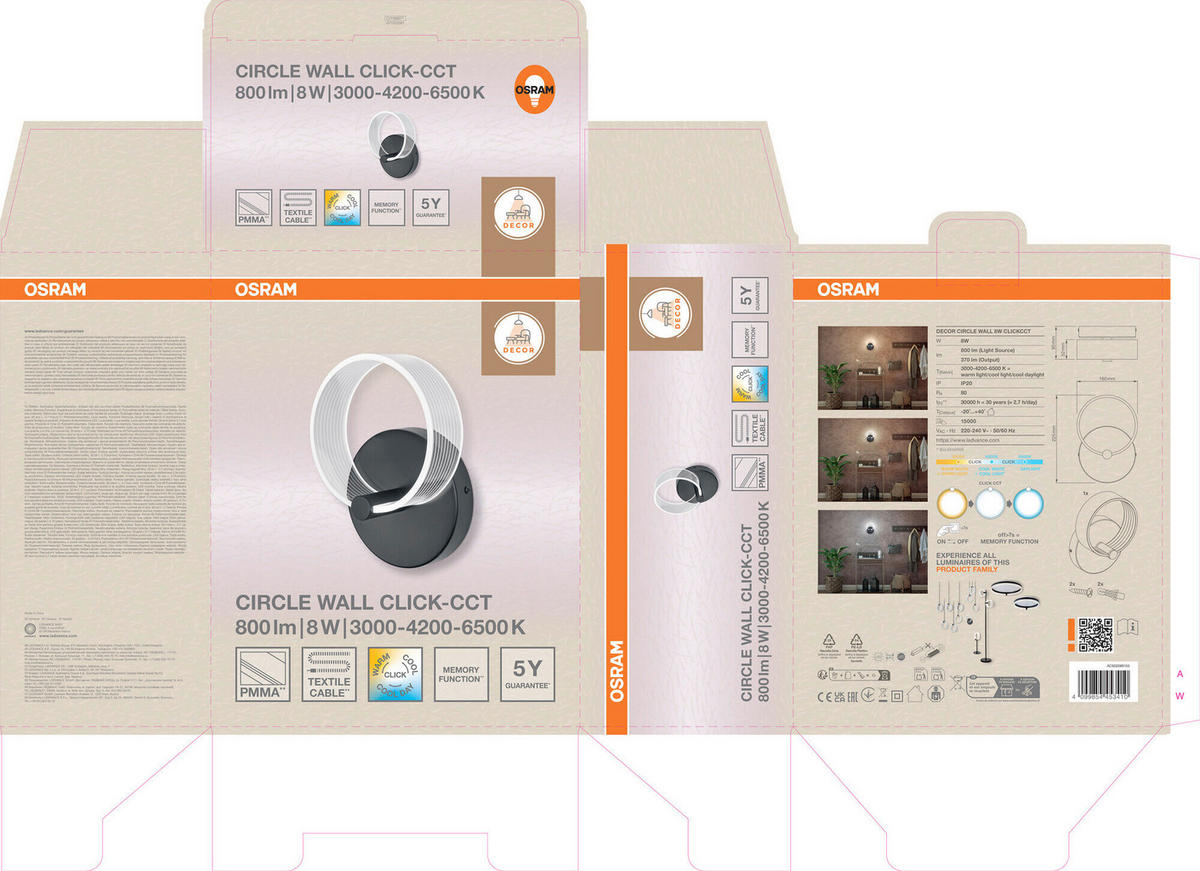 LED-WANDLEUCHTE 16/9.5/22.5 cm   - Schwarz, Design, Kunststoff (16/9.5/22.5cm) - Osram