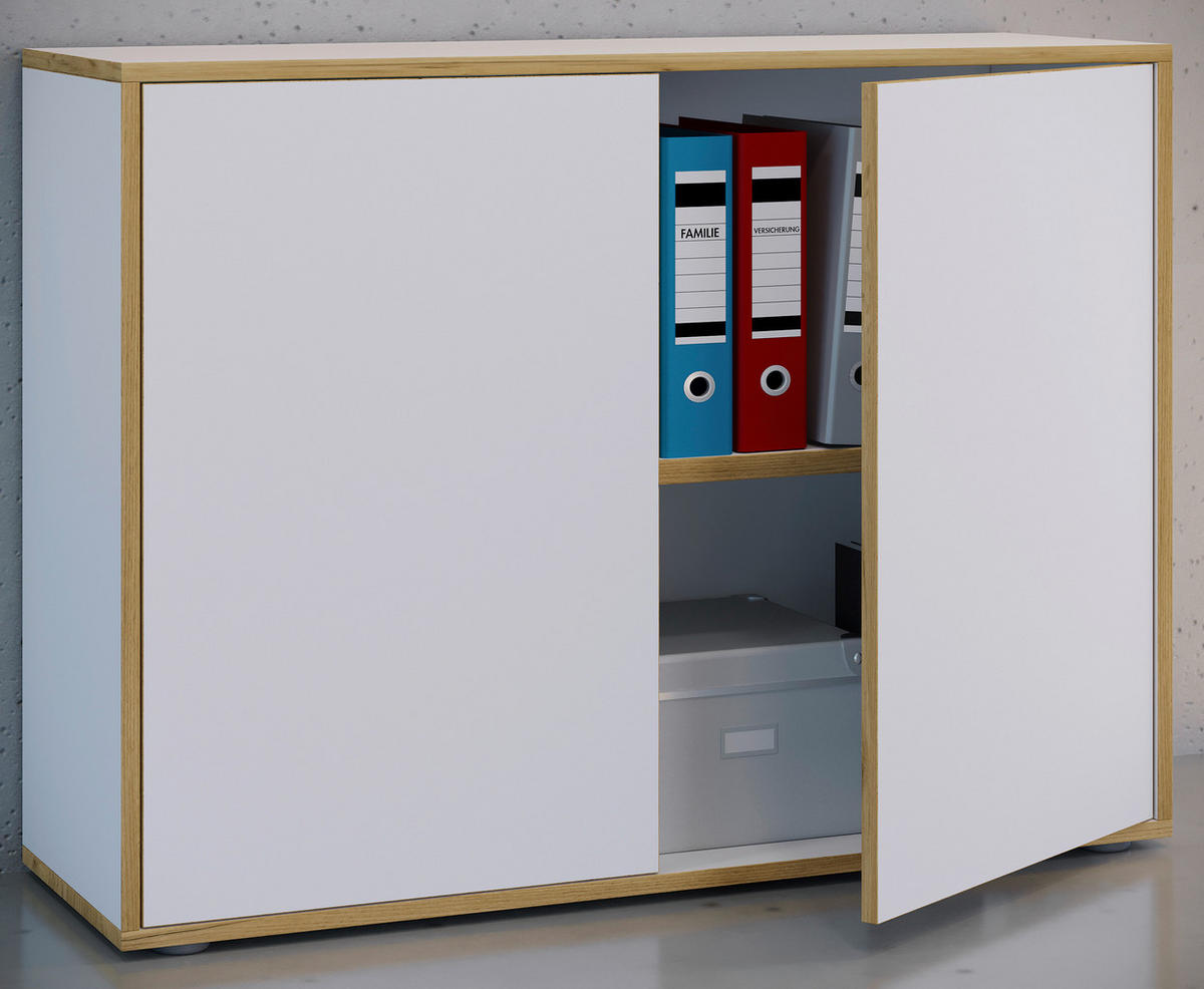 AKTENSCHRANK 100/74/33 cm  - Honigeiche/Weiss, Design, Holzwerkstoff (100/74/33cm) - MID.YOU