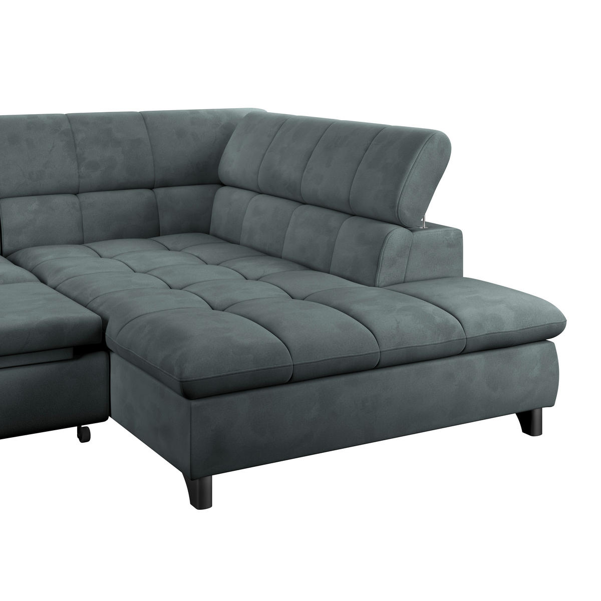 ECKSOFA Graublau Chenille  - Chromfarben/Graublau, KONVENTIONELL, Textil/Metall (312/234cm) - Livetastic