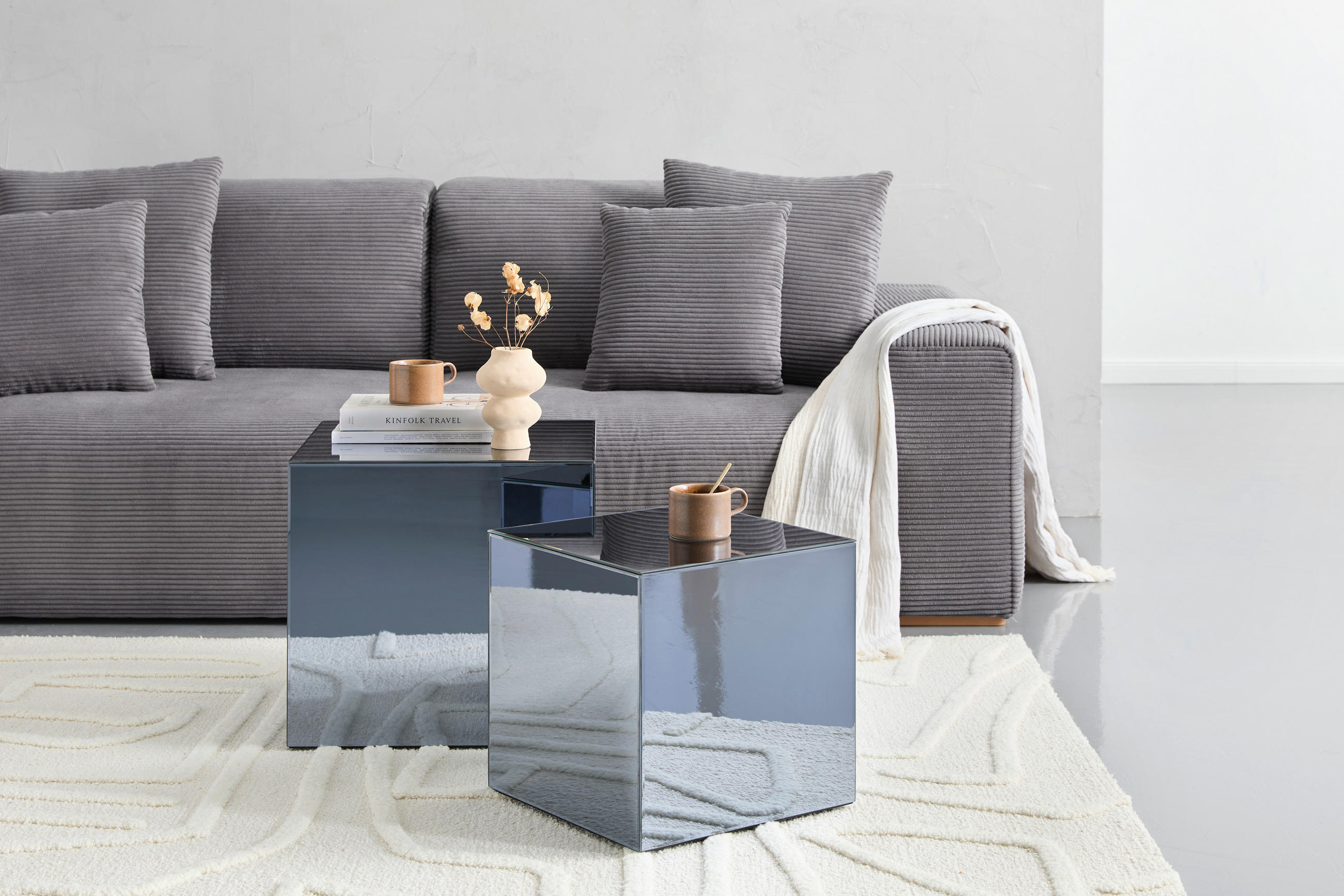 COUCHTISCHSET Grau  - Grau, Design, Glas/Holzwerkstoff (40/50/40/50/40/47cm) - MID.YOU