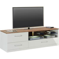 MEDIABÄNK vit, akaciefärgad  160/49/50 cm  - vit/akaciefärgad, Design, trä (160/49/50cm) - Premium Living