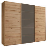 SCHWEBETÜRENSCHRANK 300/236/67 cm 3-türig Dunkelbraun, Eiche Bianco  - Eiche Bianco/Dunkelbraun, Natur, Glas/Holz (300/236/67cm) - Linea Natura