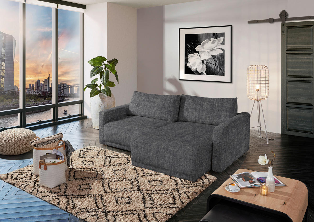 2,5-SITS SOFFA i velour grå  - svart/grå, Design, textil/plast (240/70/125cm) - Livetastic