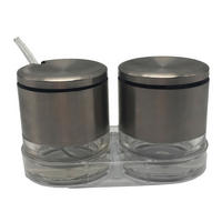 SET DOZE DE CONDIMENTE - culoare inox/negru, Basics, plastic/sticlă - Homeware Profession.