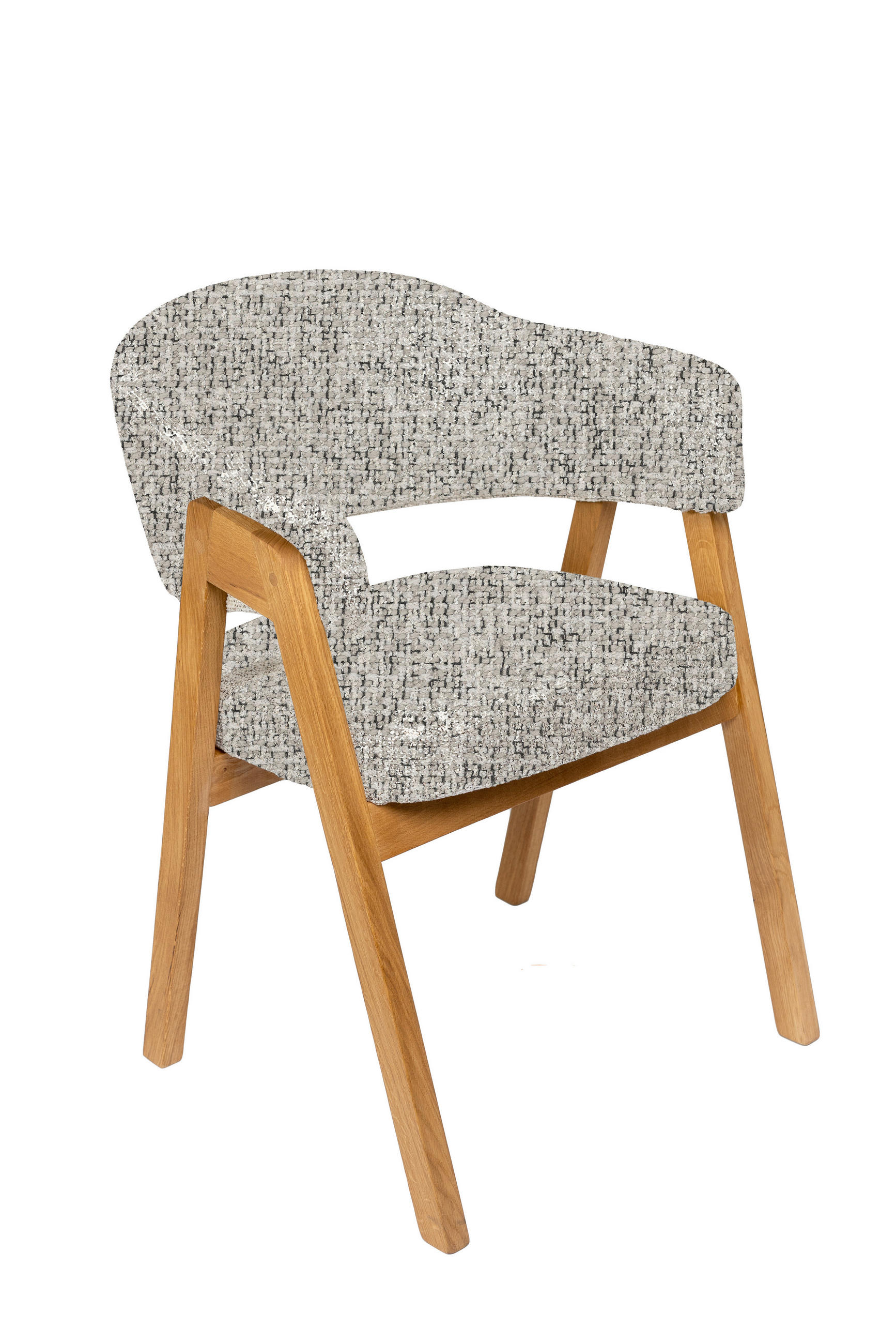 ARMLEHNSTUHL   Bouclé  Grau, Eichefarben  - Eichefarben/Grau, KONVENTIONELL, Holz/Textil (63,5/82/58cm) - Linea Natura