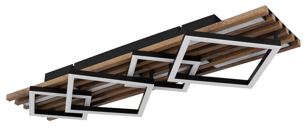 STROPNÍ LED SVÍTIDLO, 82/31/9.5 cm - bílá/tmavě hnědá, Natur, kov/kompozitní dřevo (82/31/9.5cm) - Globo