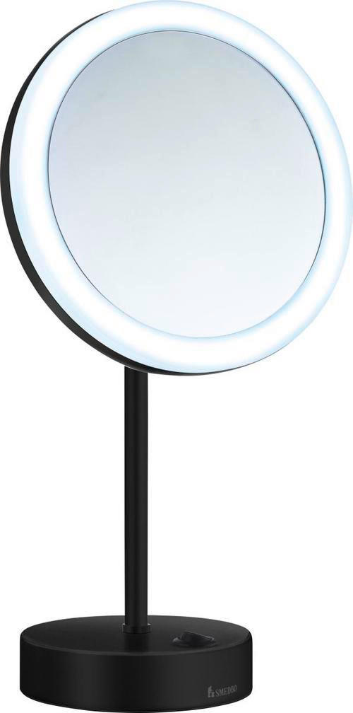 SCHMINKSPIEGEL  - Chromfarben/Schwarz, Basics, Glas/Metall (20/38/20cm) - Smedbo