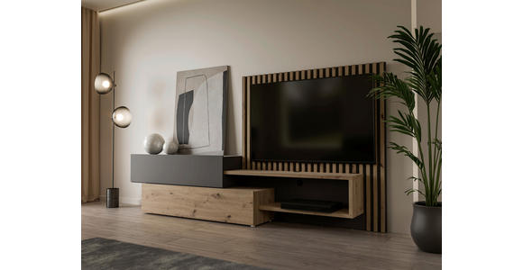 WOHNWAND in Grau, Eiche Artisan 288,5/152,5/42,5 cm - Eiche Artisan/Grau, MODERN, Holzwerkstoff (288,5/152,5/42,5cm) - Carryhome