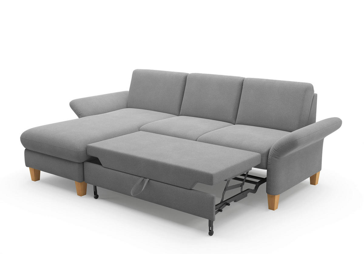 ECKSOFA ROCHELLE E Grau Flachgewebe  - Eichefarben/Grau, KONVENTIONELL, Holz/Textil (164/251cm) - Sit & More