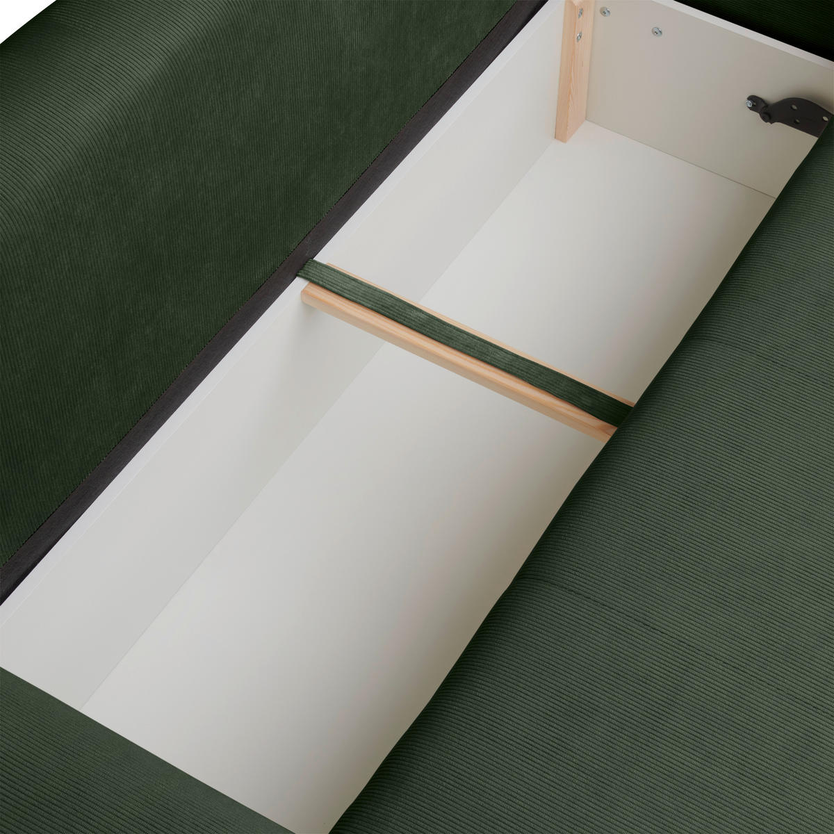 ECKSOFA inkl. Funktionen Dunkelgrün Cord  - Dunkelgrün/Schwarz, Design, Kunststoff/Textil (265/182cm) - Stylife