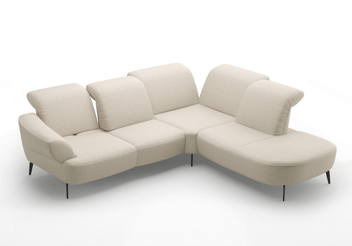ECKSOFA in Flachgewebe Creme  302/270 cm  - Creme/Schwarz, MODERN, Textil/Metall (302/270cm) - Sit & More