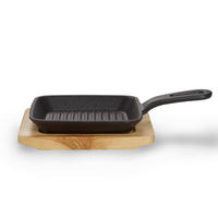 SERVIERPFANNE Emaille  - Schwarz/Braun, Basics, Holz/Metall (13,5/2,5/22,5cm) - Echtwerk