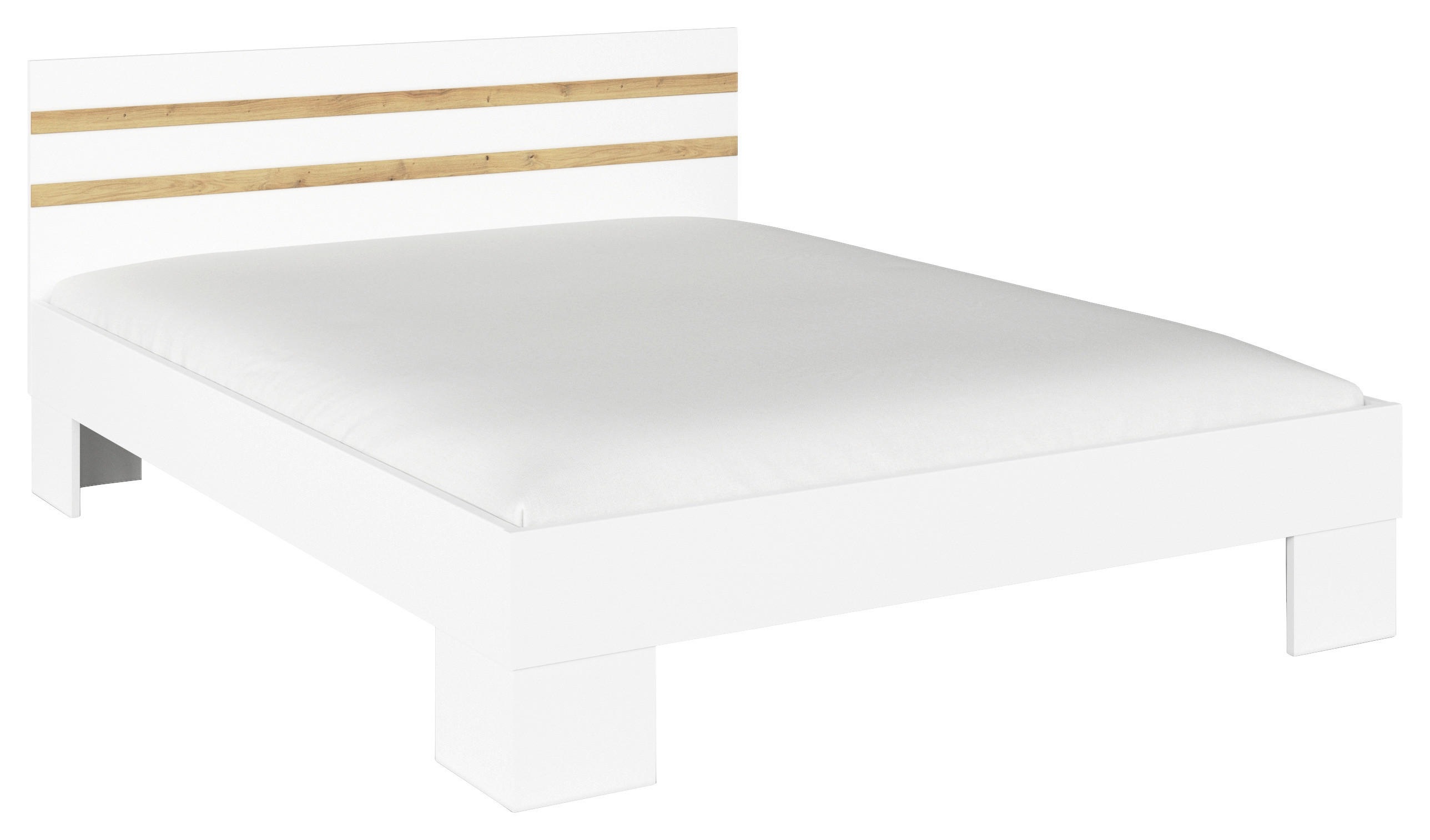 BETT 160/200 cm  in Weiß, Eiche Artisan  - Weiß/Eiche Artisan, KONVENTIONELL (160/200cm)