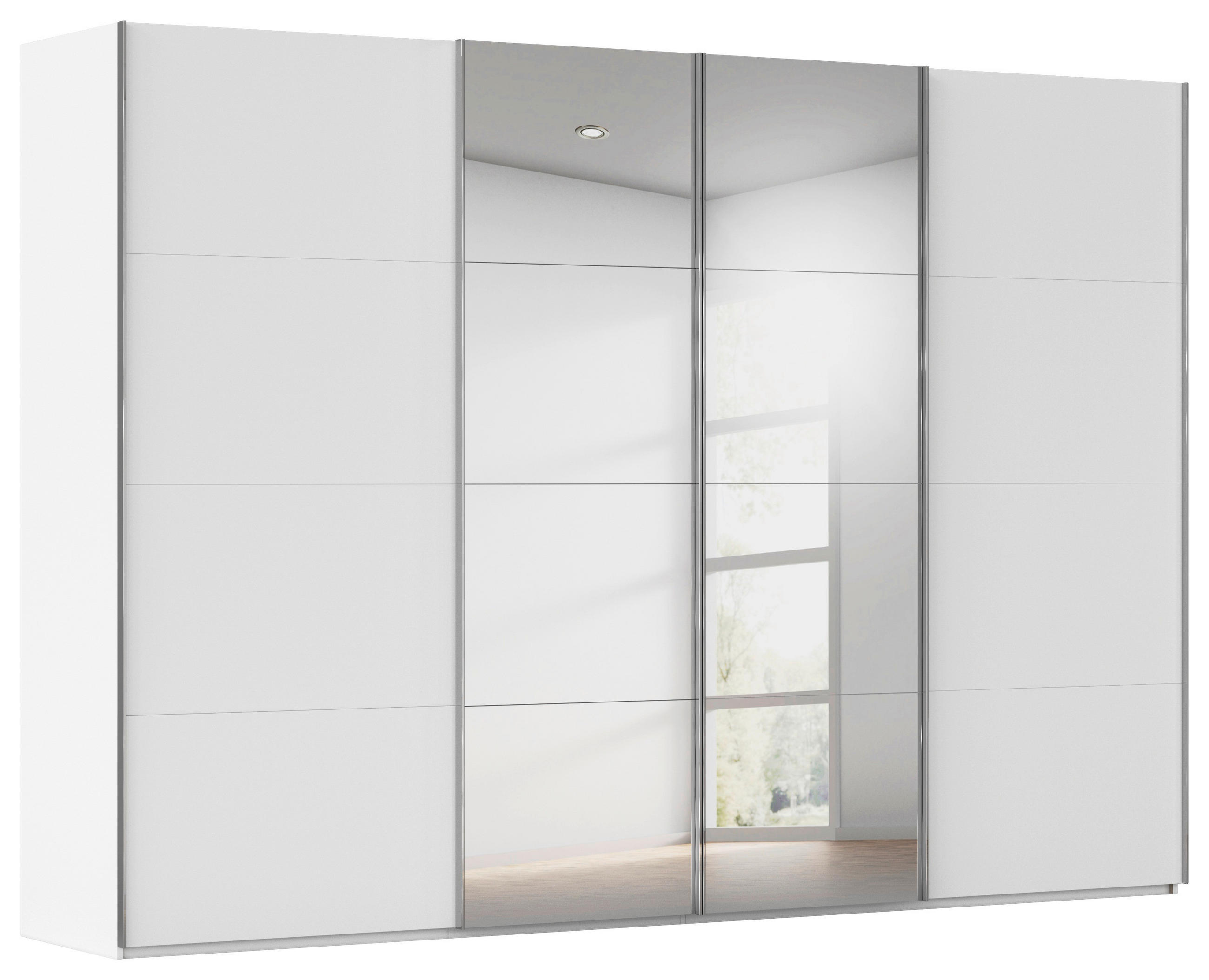 SCHWEBETÜRENSCHRANK Weiss  - Chromfarben/Weiss, Design, Holzwerkstoff/Metall (316/223/68cm) - Novel