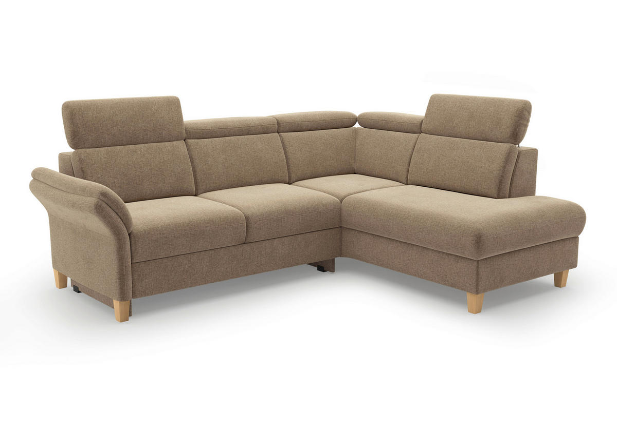 ECKSOFA GLENDALE E Hellbraun Flachgewebe  - Hellbraun/Eichefarben, KONVENTIONELL, Holz/Textil (247/193cm) - Sit & More