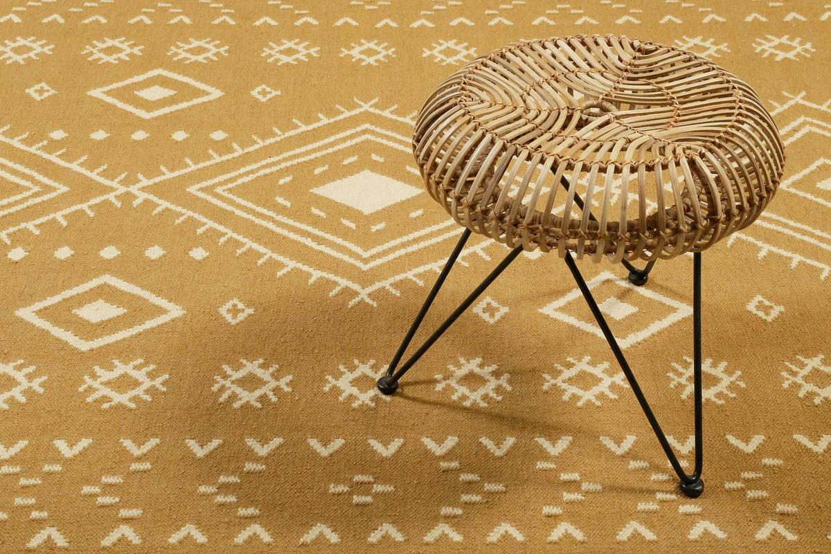 HANDWEBTEPPICH 130/190 cm Monaco Creme, Senfgelb rechteckig  - Senfgelb/Creme, Basics, Textil (130/190cm) - WECON HOME